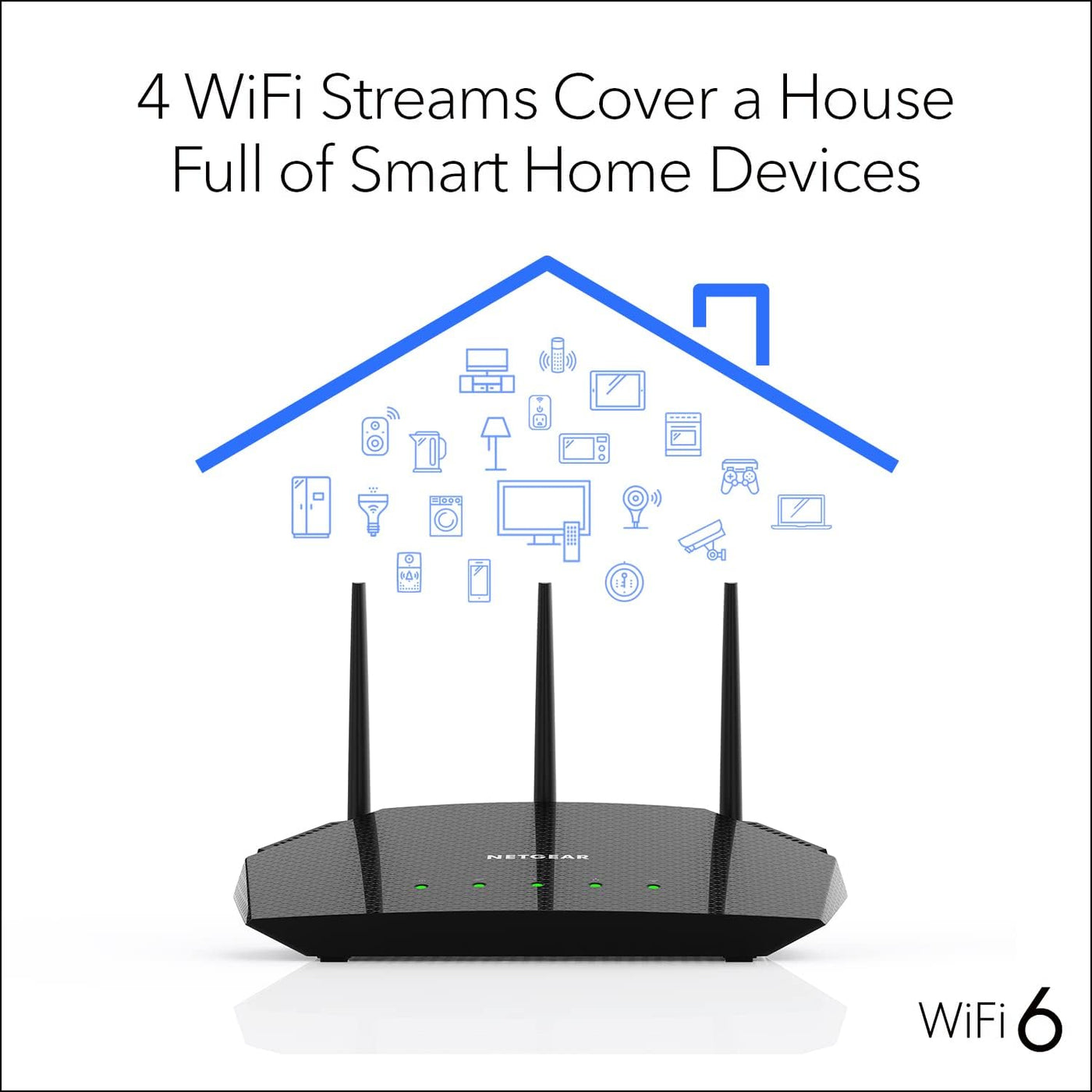 NETGEAR Router WiFi 6 de 4 flujos (R6700AXS) - con seguridad de Int...