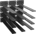 Paquete de 12 - Soporte de estante en L oculto negro de 10 pulgadas (1/5 pulgada de grosor) Soportes de estante flotante de hierro Soportes de metal industriales rústicos para soporte de estante