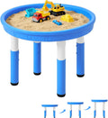 FUNLIO Mesa sensorial para niños (27.6 pulgadas), mesa sensorial redonda de altura ajustable, multiuso como mesa de agua y mesa de arena para interiores y exteriores, fácil montaje de 3 minutos, no