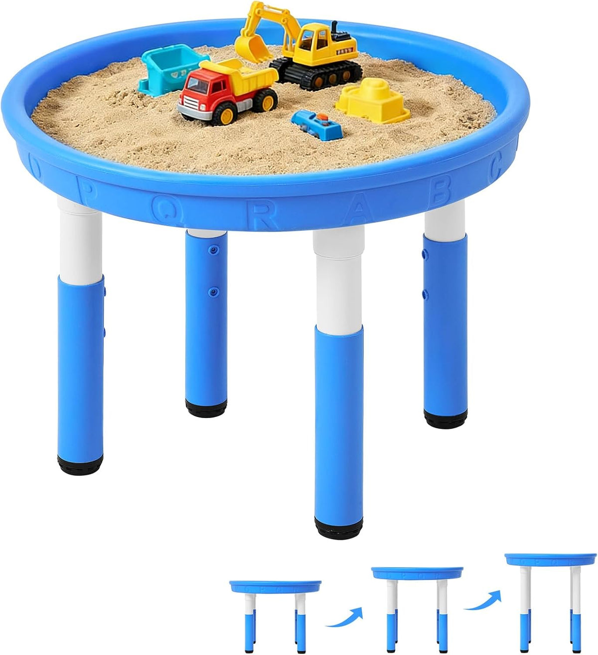 FUNLIO Mesa sensorial para niños (27.6 pulgadas), mesa sensorial redonda de altura ajustable, multiuso como mesa de agua y mesa de arena para interiores y exteriores, fácil montaje de 3 minutos, no