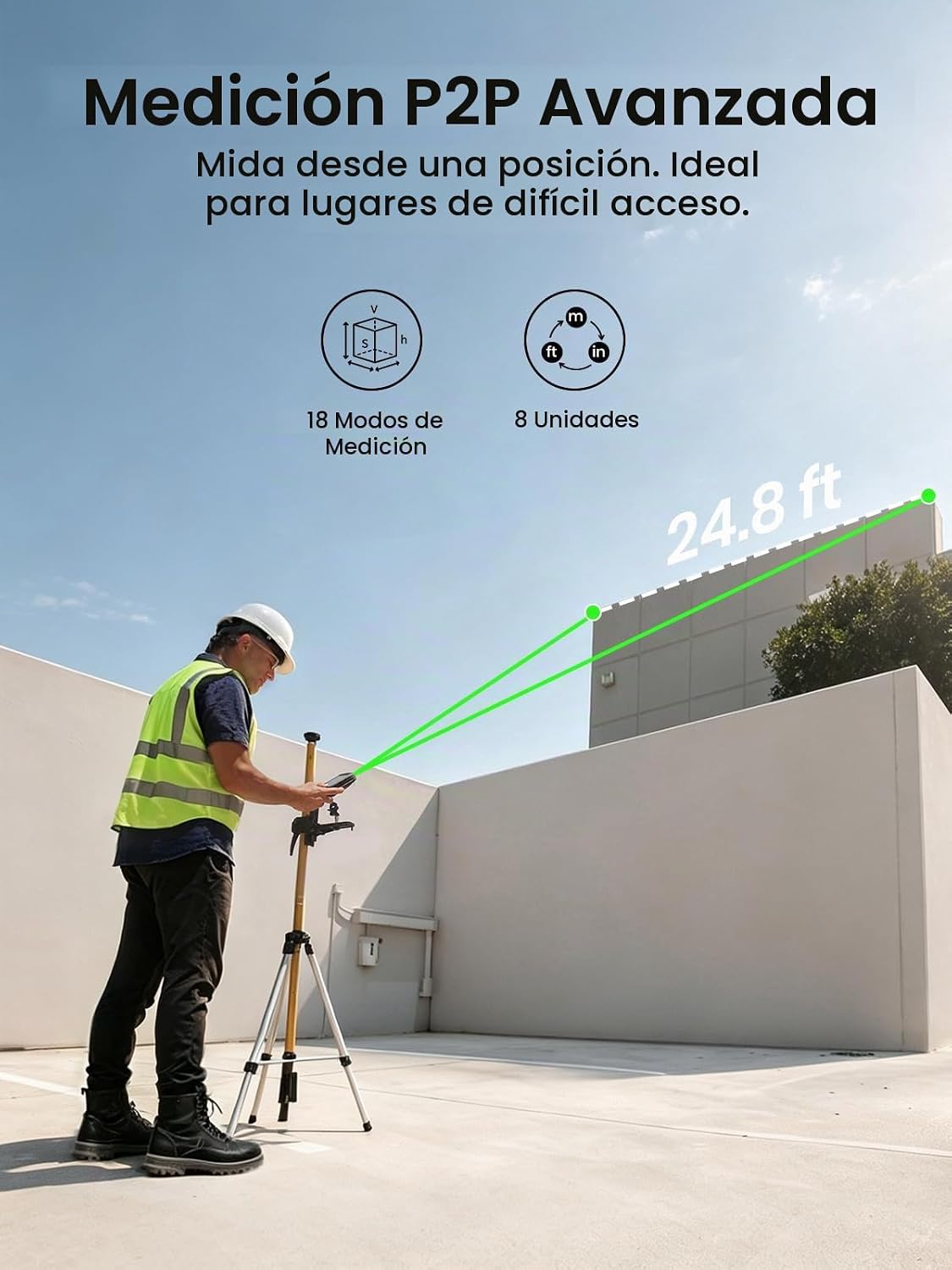 MILESEEY Medidor láser verde S50C con cámara, zoom digital de 8 ×, 670 pies