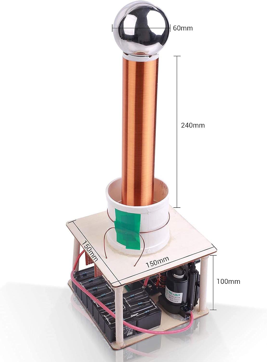 Kit de bricolaje de bobina Tesla, PEMENOL bola de plasma táctil, generador de arco de chispa para enseñanza de física, iluminación artificial de plasma de arco, modelo de experimento científico para