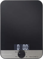 KitchenAid KQ908 - Báscula digital de cocina y alimentos con superficie de vidrio, capacidad de 11 libras, para alimentos y gramos, ingredientes secos y líquidos, color negro