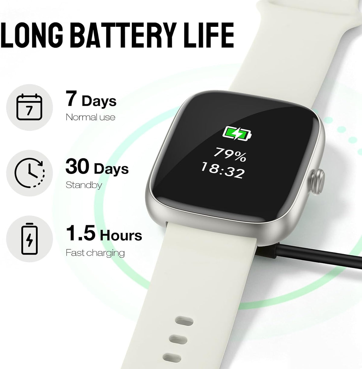 Reloj inteligente para mujeres y hombres, rastreador de fitness HD de 1.83 pulgadas (respuesta/hacer llamadas) con monitor de frecuencia cardíaca 24/7/sueño/SpO2, resistente al agua IP68, más de 100
