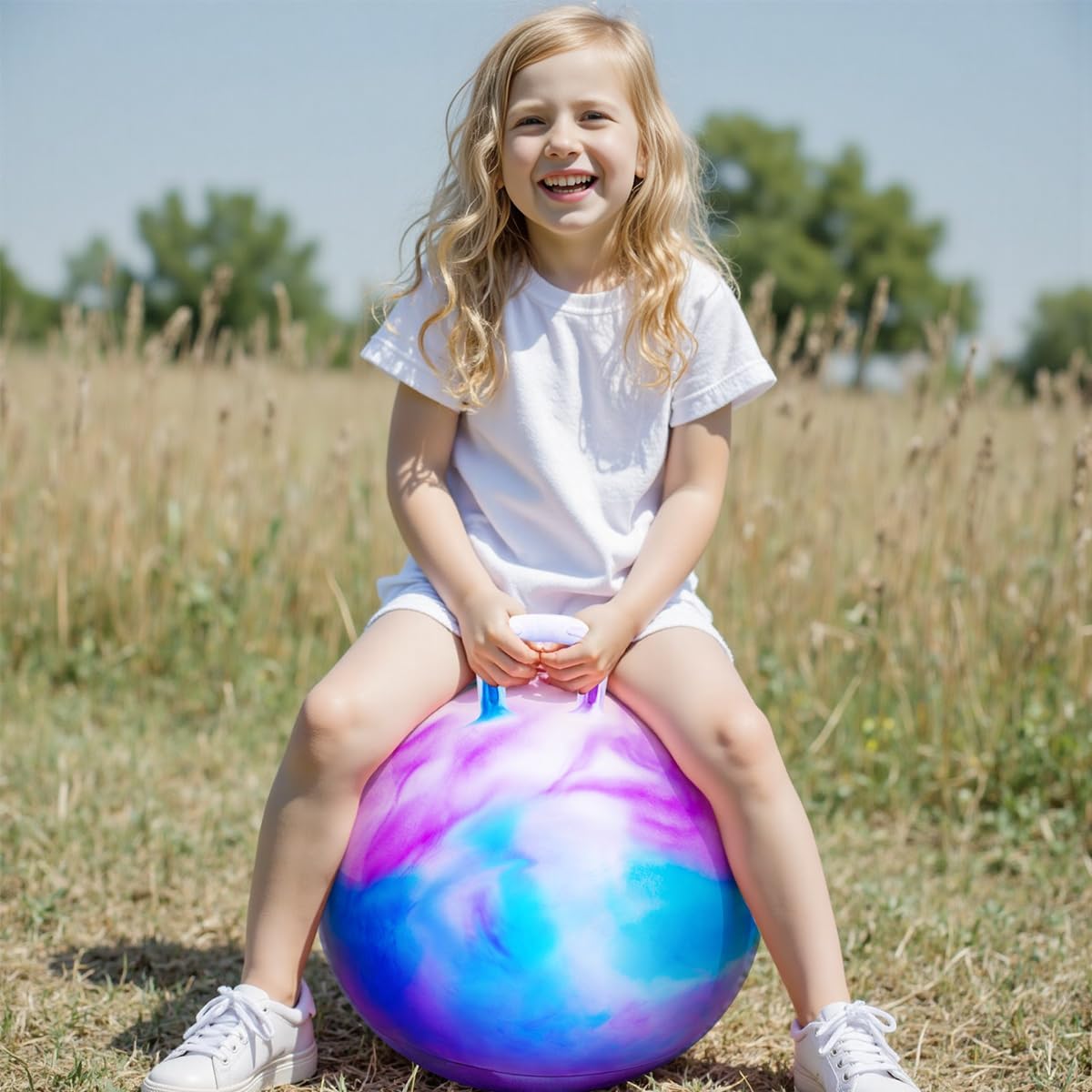 Bolas Saltarinas para Niños de 10 años en adelante, Bola Saltarina de 22 Pulgadas con Asa, Saltarina Inflable de 22", Juguetes Saltarines de 55cm, Juguetes Grandes de Salto para Niños y Niñas