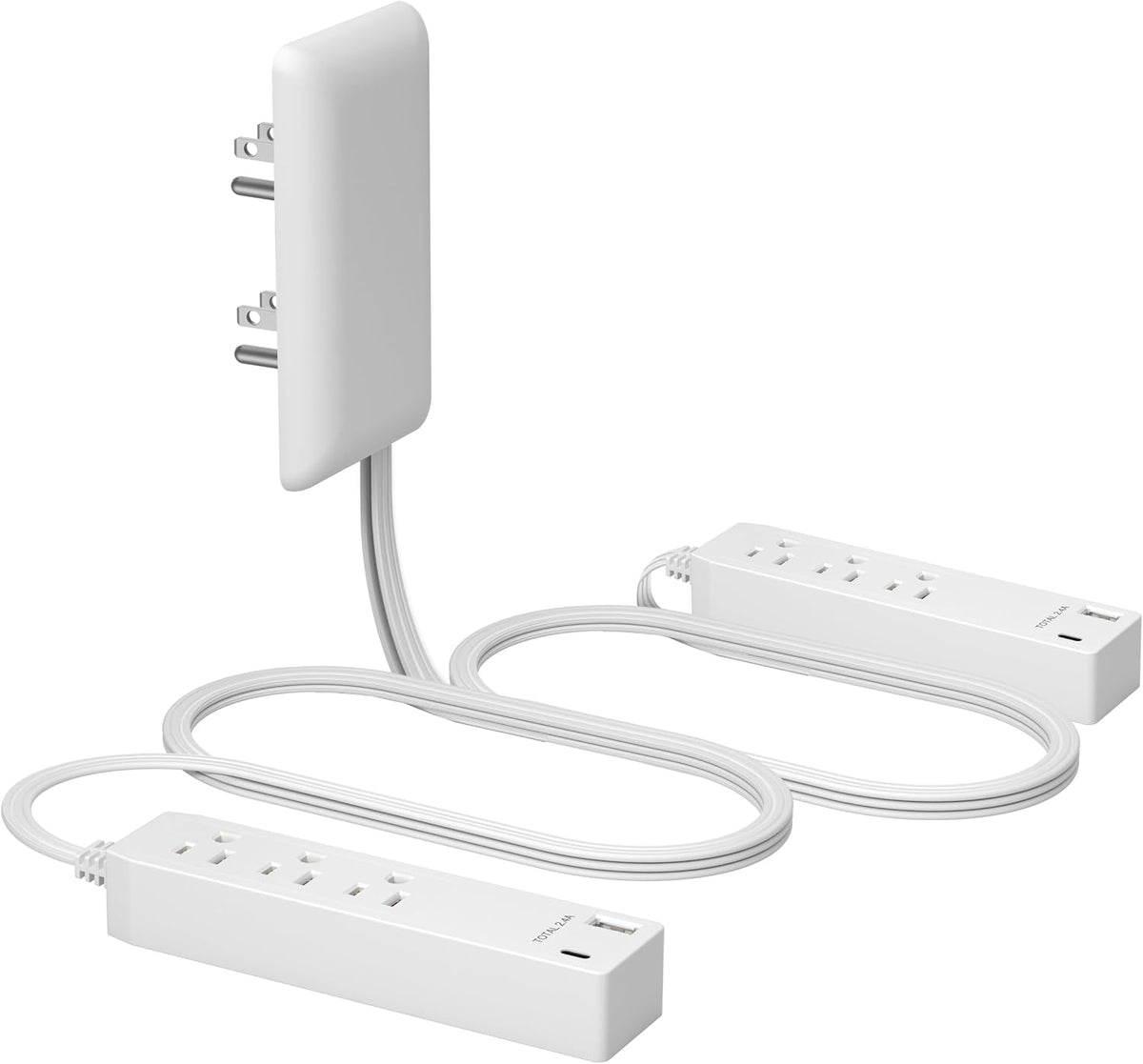LIDER Extensor de salida con 3 receptáculos, 2 regletas de alimentación, USB-A y USB-C