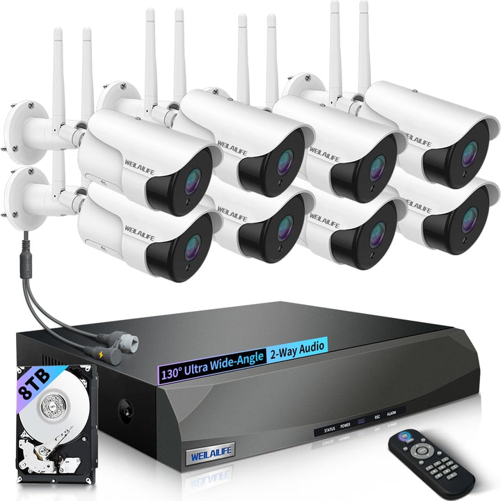 WEILAILIFE 【Audio de 2 vías】 Sistema de cámara de seguridad inalámb...