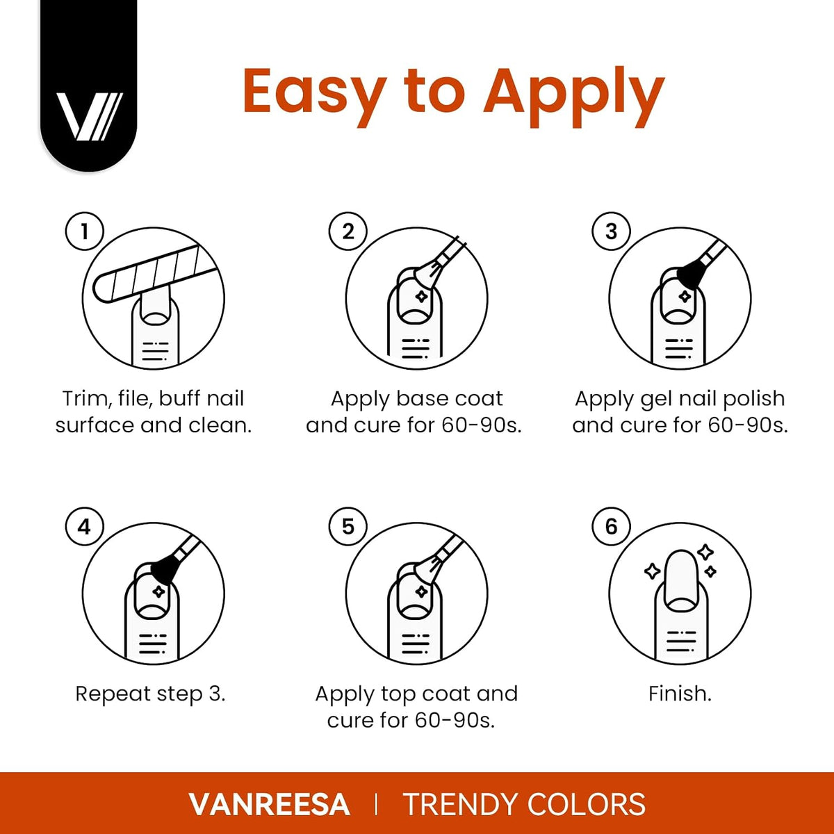 VANREESA Juego de 24 esmaltes de uñas de gel de otoño con capa base...