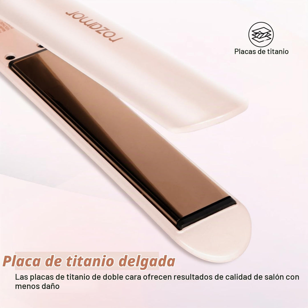 Rozamor - Plancha plana de titanio, alisador y rizador de pelo de 1...