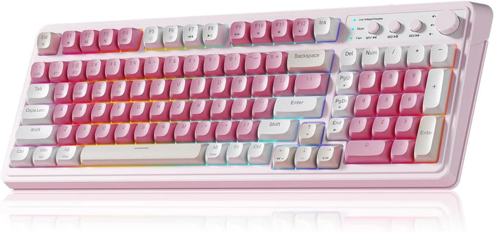 AULA Teclado de 99 teclas, teclado inalámbrico para juegos, teclado...