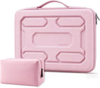 Funda rígida para laptop DOMISO 17-17.3 pulgadas, impermeable, a prueba de golpes, con asa y bolsillo de almacenamiento, compatible con MacBook, HP, Dell, Rosa