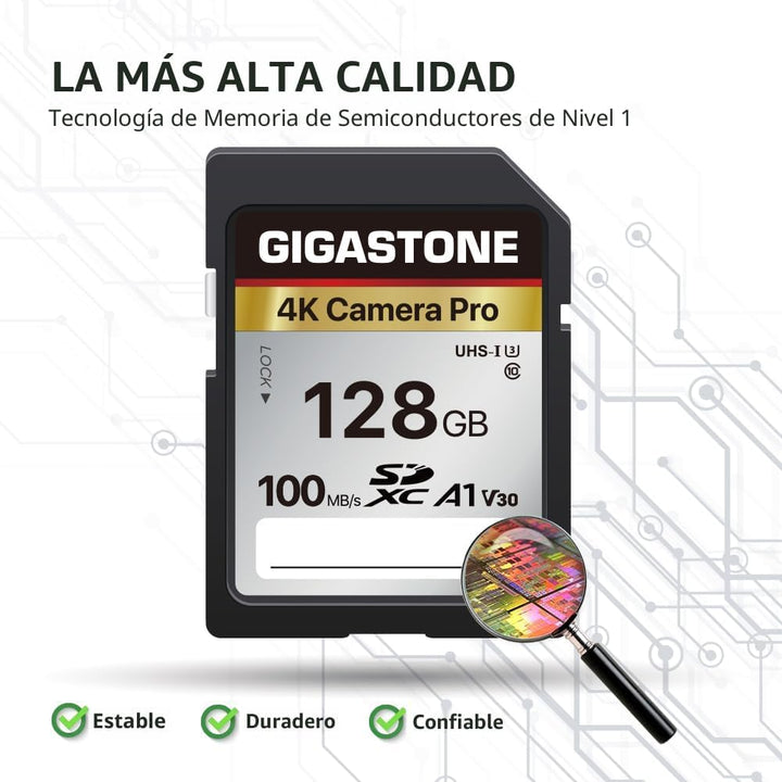 【5 años de recuperación de datos】GIGASTONE Tarjeta SD de 128 GB, 4K...