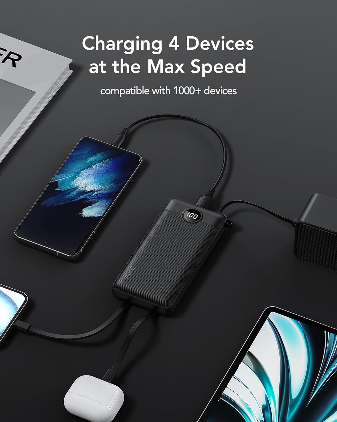 VRURC Cargador Portátil, Banco de Energía Delgado de 22.5W Carga Rá...
