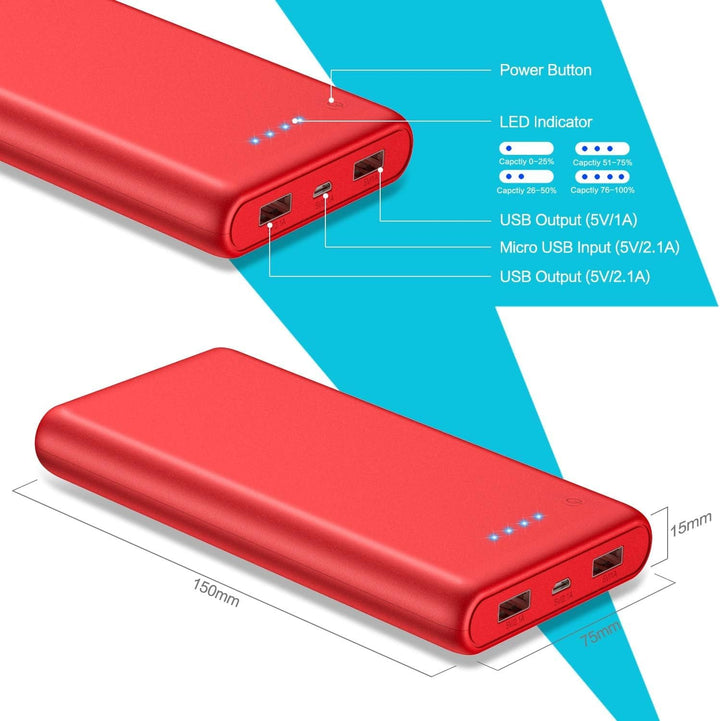 Cargador portátil de 26800 mAh, batería externa para teléfono celul...