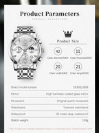 OLEVS Reloj para Hombre Diamante Negocios Vestimenta Analógico Acero Inoxidable a Prueba de Agua Lúmina Fecha Dos Tonos Lujo Casual de Muñeca