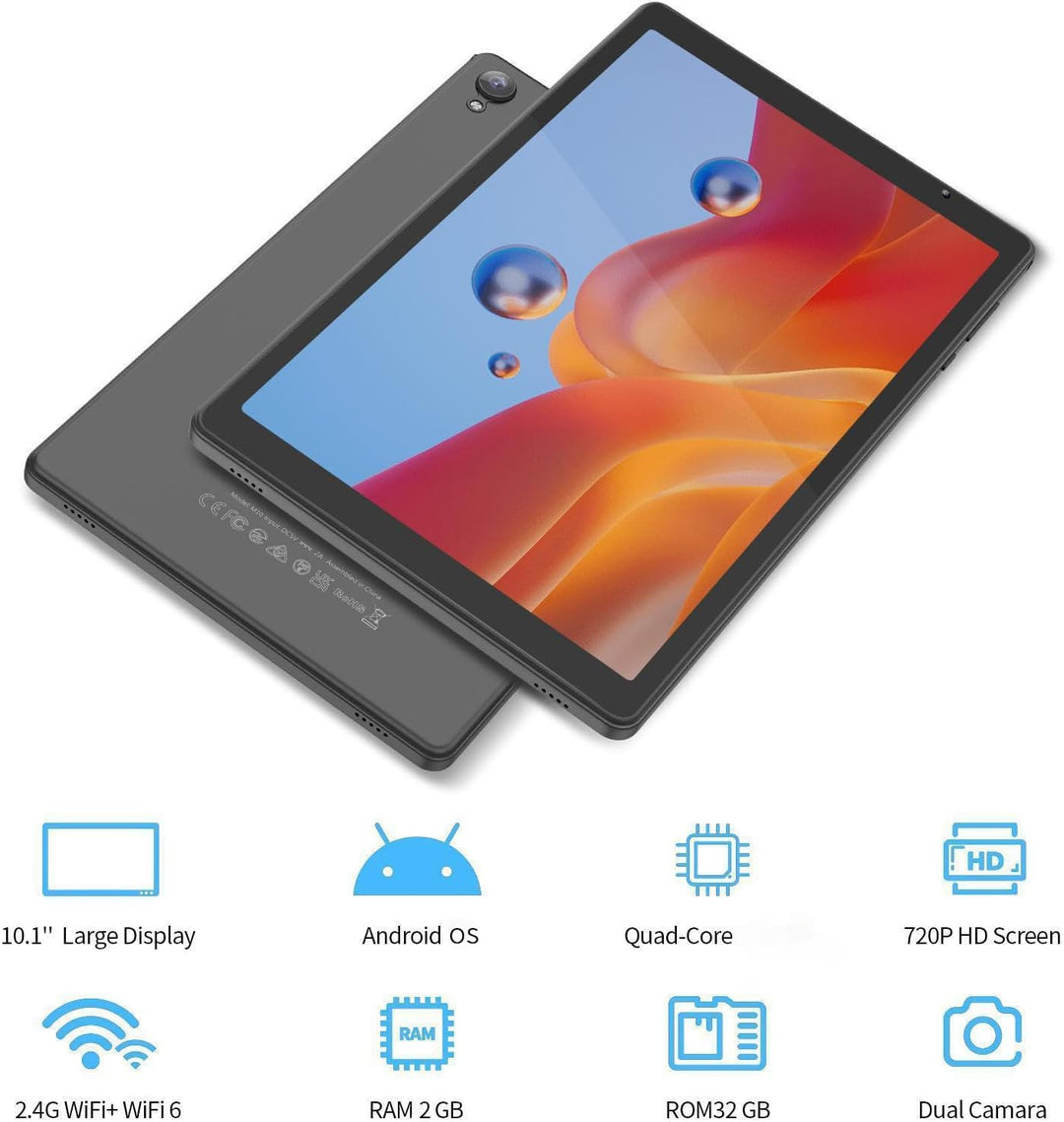 Tablet de 10 pulgadas, 32 GB de almacenamiento, pantalla HD IPS, Qu...