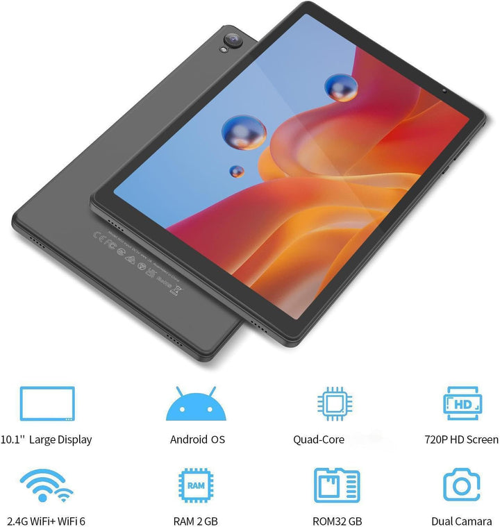 Tablet de 10 pulgadas, 32 GB de almacenamiento, pantalla HD IPS, Qu...