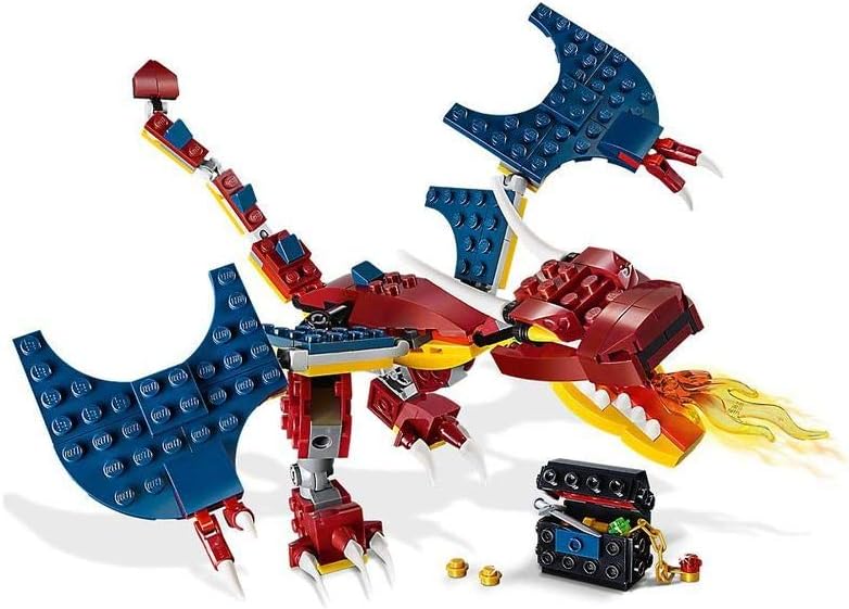 LEGO Creator 31102 - Kit de construcción de dragón de fuego 3 en 1, juguete genial para construir para niños (234 piezas)