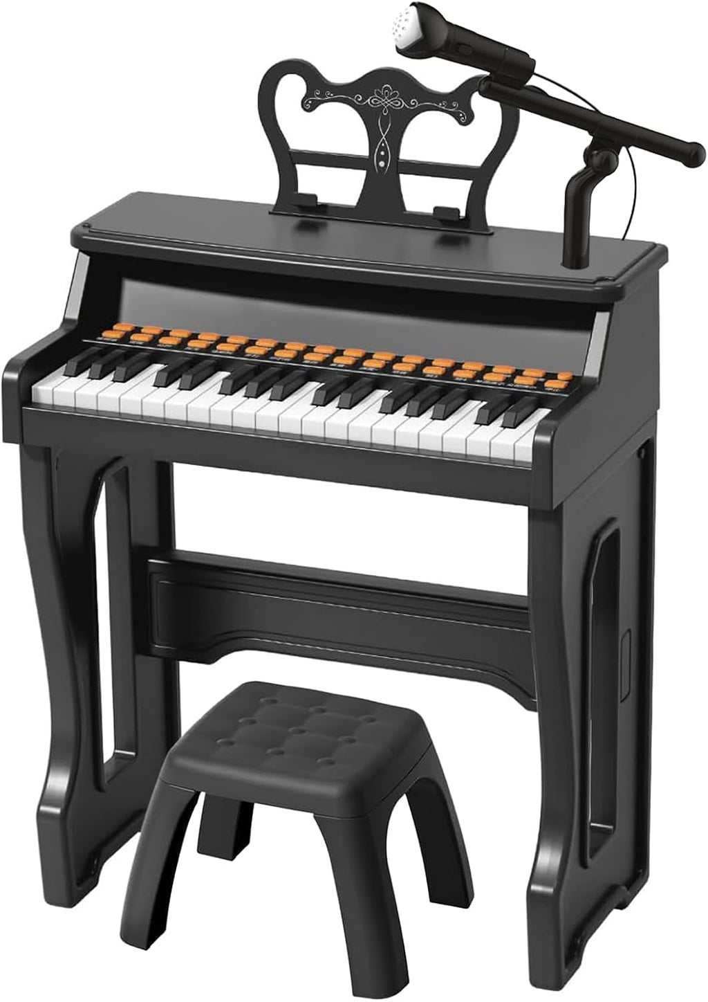 Teclado de piano para niños, teclado musical eléctrico de 37 teclas con micrófono, soporte y taburete, juguetes de piano para principiantes de 3, 4, 5, 6 años, regalo de cumpleaños para niñas y niños
