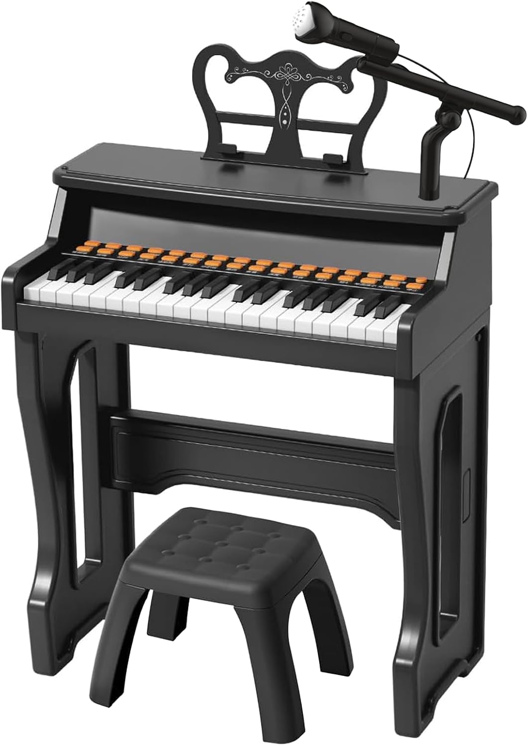 Teclado de piano para niños, teclado musical eléctrico de 37 teclas con micrófono, soporte y taburete, juguetes de piano para principiantes de 3, 4, 5, 6 años, regalo de cumpleaños para niñas y niños