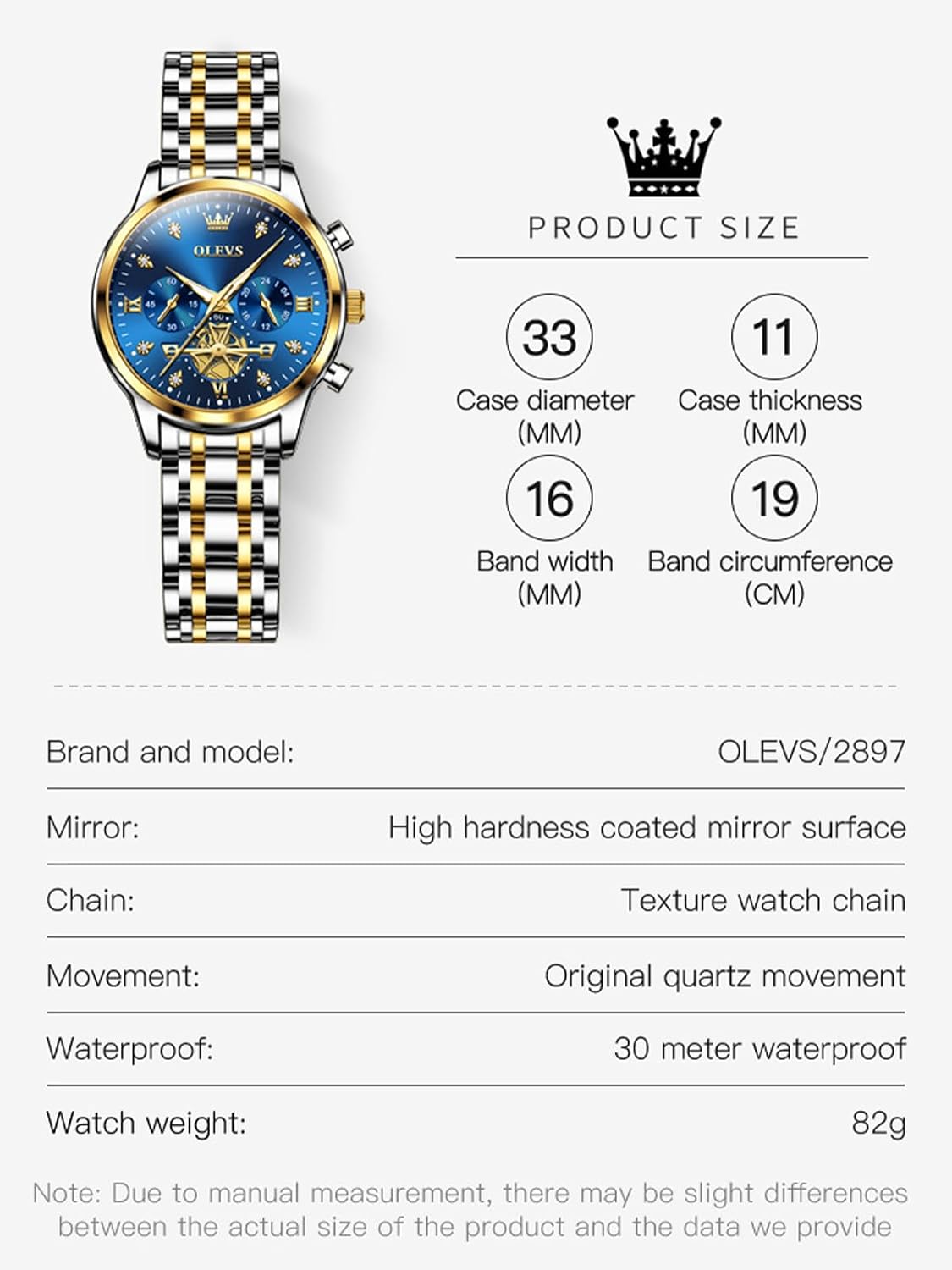 OLEVS Relojes para Mujer de Vestir Lujo Acero Inoxidable a Prueba de Agua Reloj de Muñeca