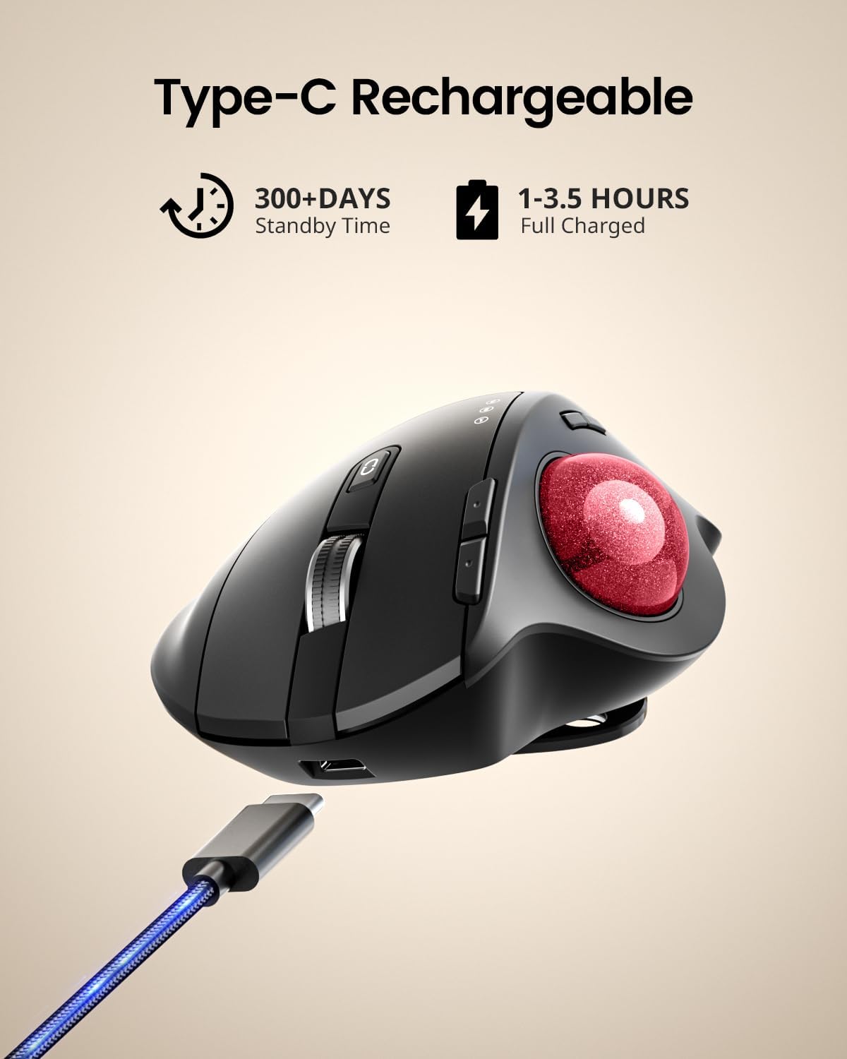 Ratón Trackball Inalámbrico ProtoArc, EM01 NL Ergonómico Bluetooth...