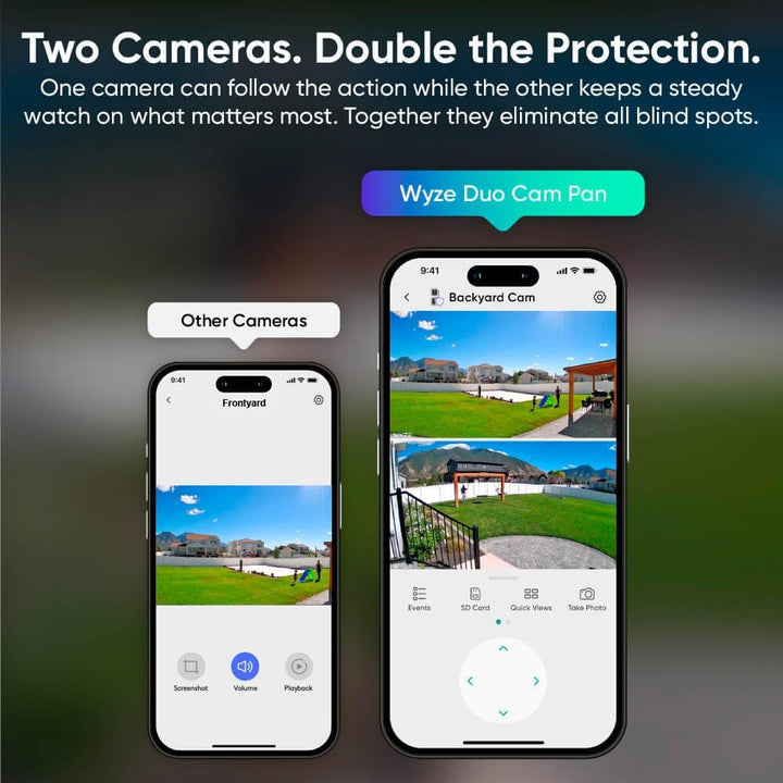 WYZE Duo Cam Pan, paquete de 2 unidades, para interiores y exterior...