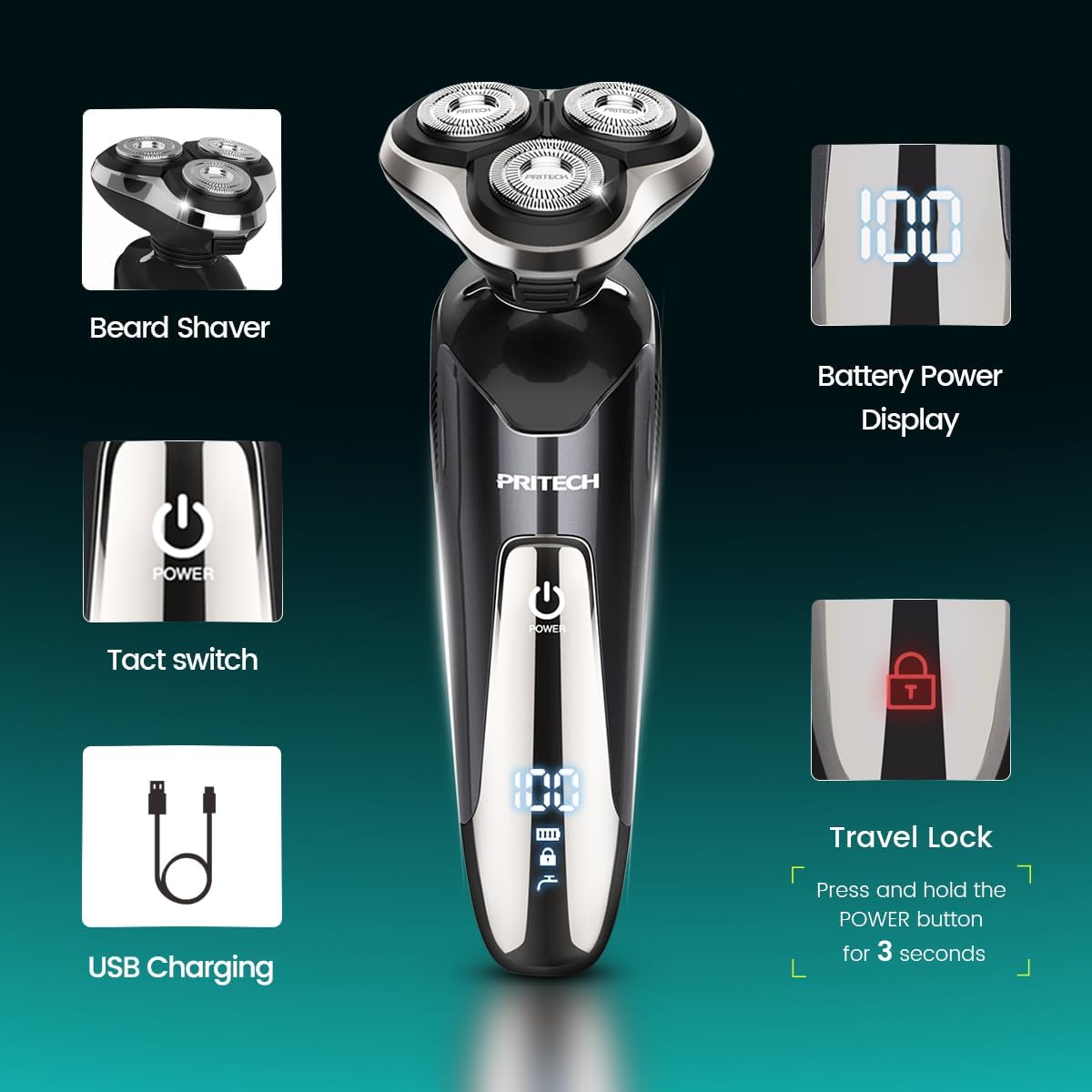 Maquinilla de Afeitar Eléctrica para Hombres - Afeitadora Eléctrica...