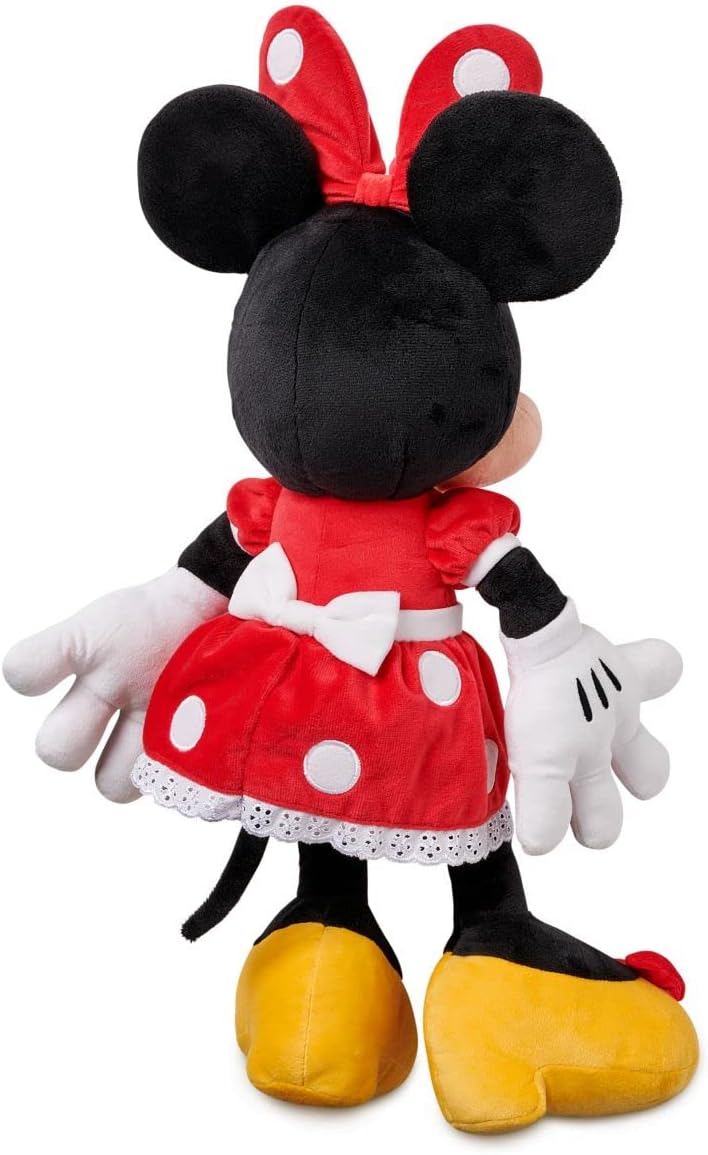 Disney Store Vestido rojo oficial de Minnie Mouse, juguete mediano suave para niños, personaje de peluche con textura mullida y detalles bordados, peluche de Disney adecuado para todas las edades