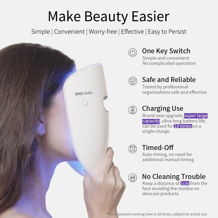 HIME SAMA Máscara facial LED, máscara LED de 8 colores para el cuid...