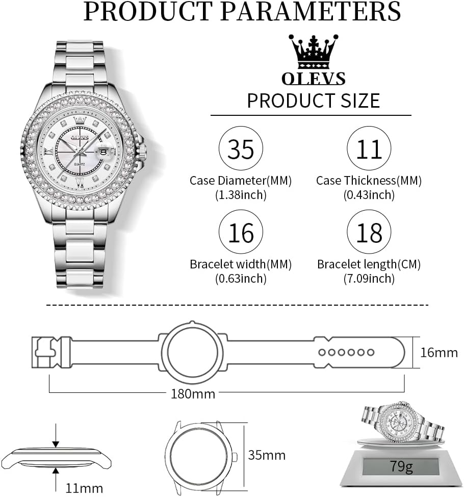 OLEVS Relojes para Mujeres Lujo Diamante con Fecha Analógico Cuartz para Mujer