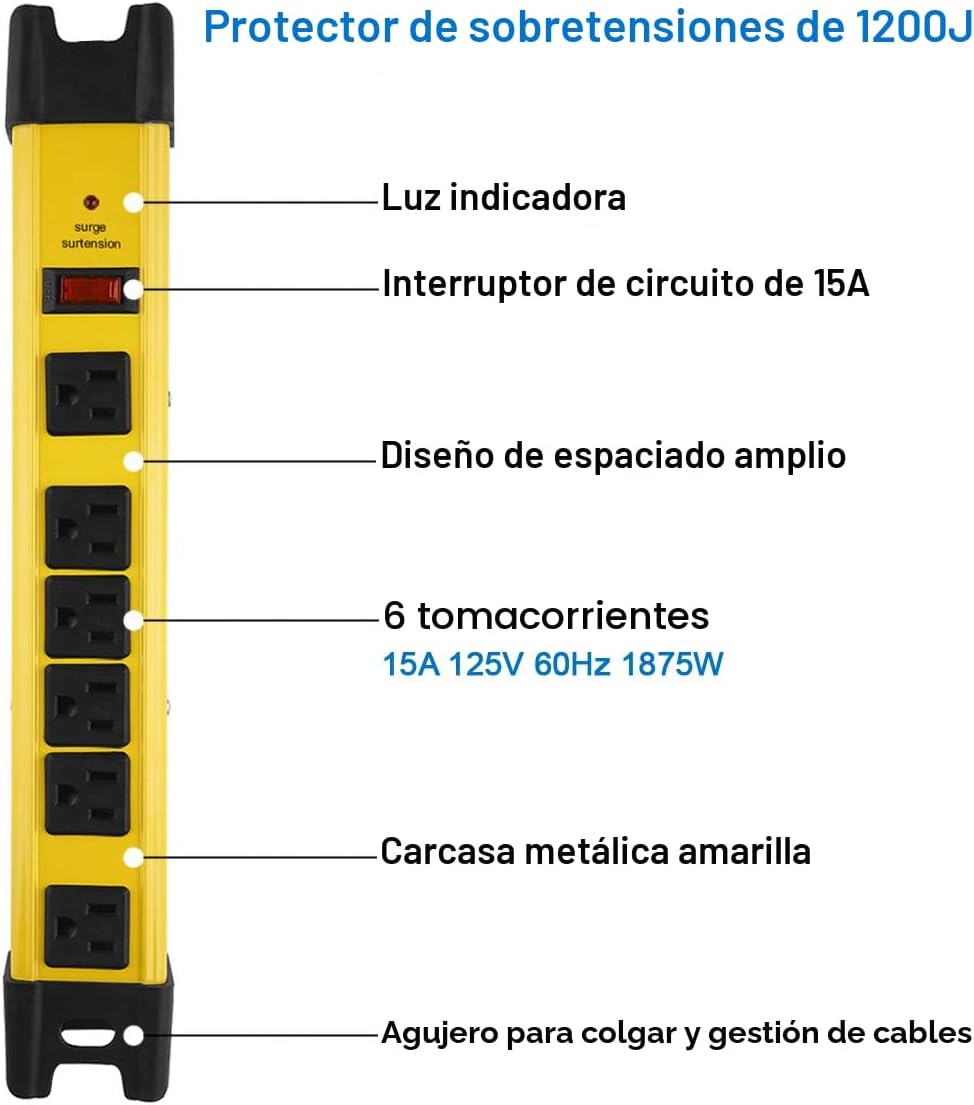 Protector contra sobretensiones de alta resistencia CCCEI. Amarillo, 6ft, 1.