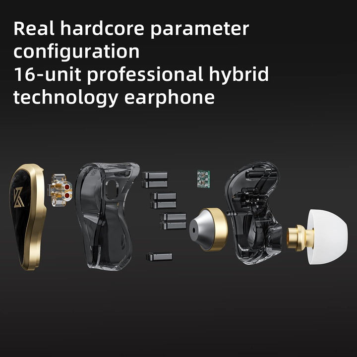 KZ ZAS - Auriculares intraurales con monitor de oído 7BA+1DD, 16 un...