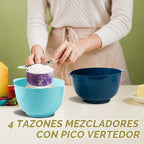 Juego de 4 cuencos clásicos para mezclar, plástico sin BPA, aptos