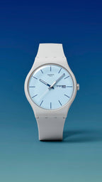 Swatch Nuevo Gent Biosourced Unisex Reloj Casual Polímero Gris Cuarzo Impermeable Blueberry Sky