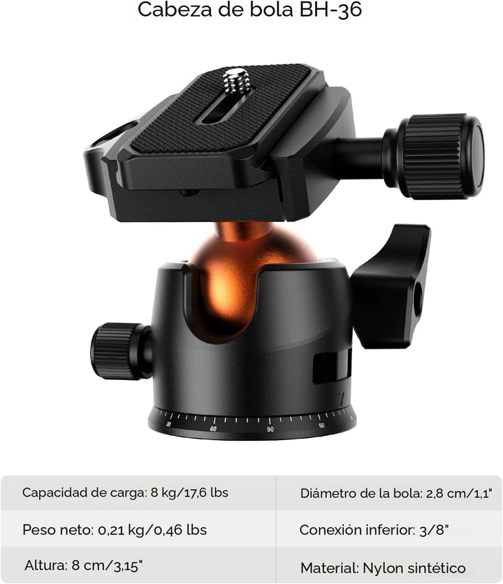 K&amp;F CONCEPT 64 pulgadas\/163 cm Trípode de cámara, Trípode lige...