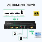 Interruptor HDMI 2.0 Extractor de audio 2 en 1 salida 4K@60Hz