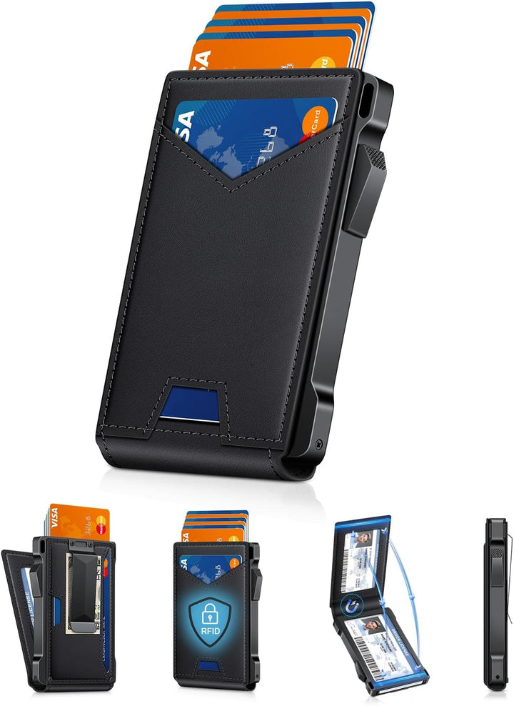 Cartera para hombre con RFID con 2 ventanas para identificación y c...