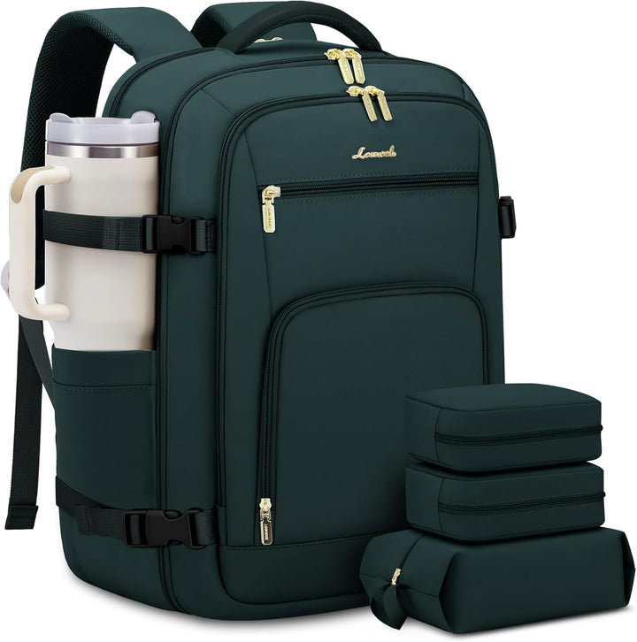 LOVEVOOK Mochila de viaje para mujer y hombre, Verde oscuro, Mochil...