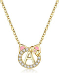 MONOOC Regalos de gato para niñas - Collar con inicial de gato pequeño para
