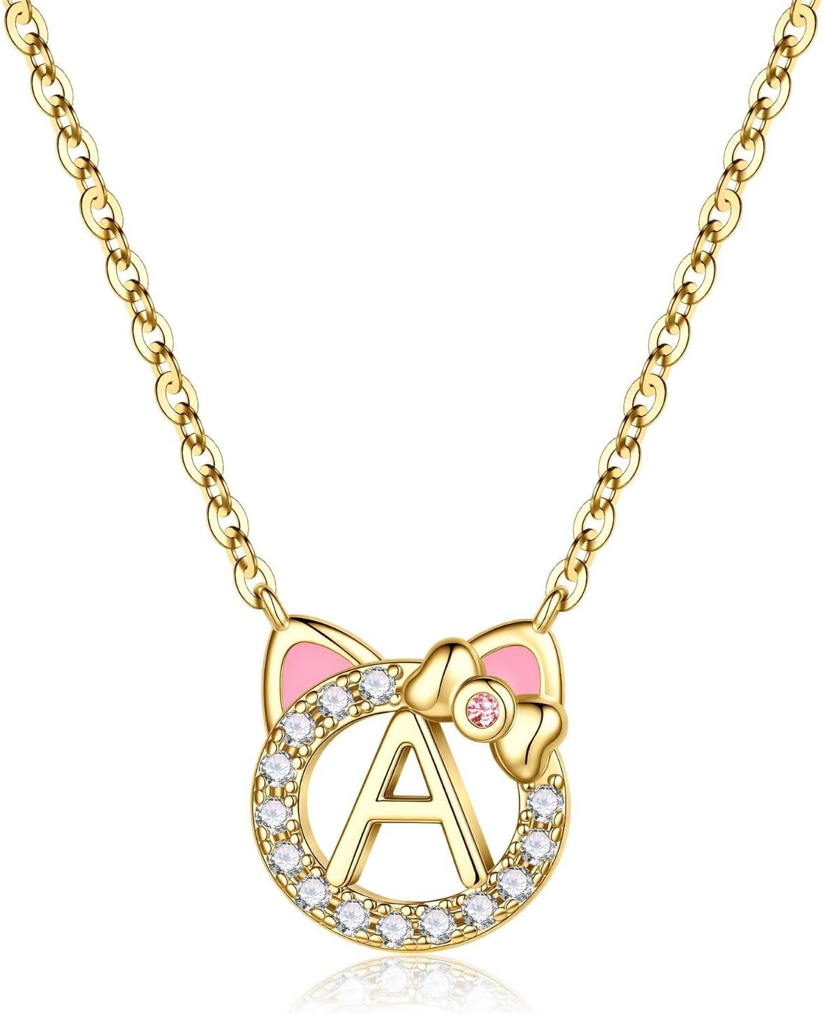 MONOOC Regalos de gato para niñas - Collar con inicial de gato pequeño para
