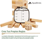 ApudArmis 60 piezas de torre de caída, juego de apilamiento de madera de