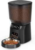 Comederos automáticos para gatos para dos gatos, dispensador automático doble de comida para gatos de 5 litros/20 tazas con 2 cuencos inoxidables, ajuste de temporizador, 20 porciones, 6 comidas por