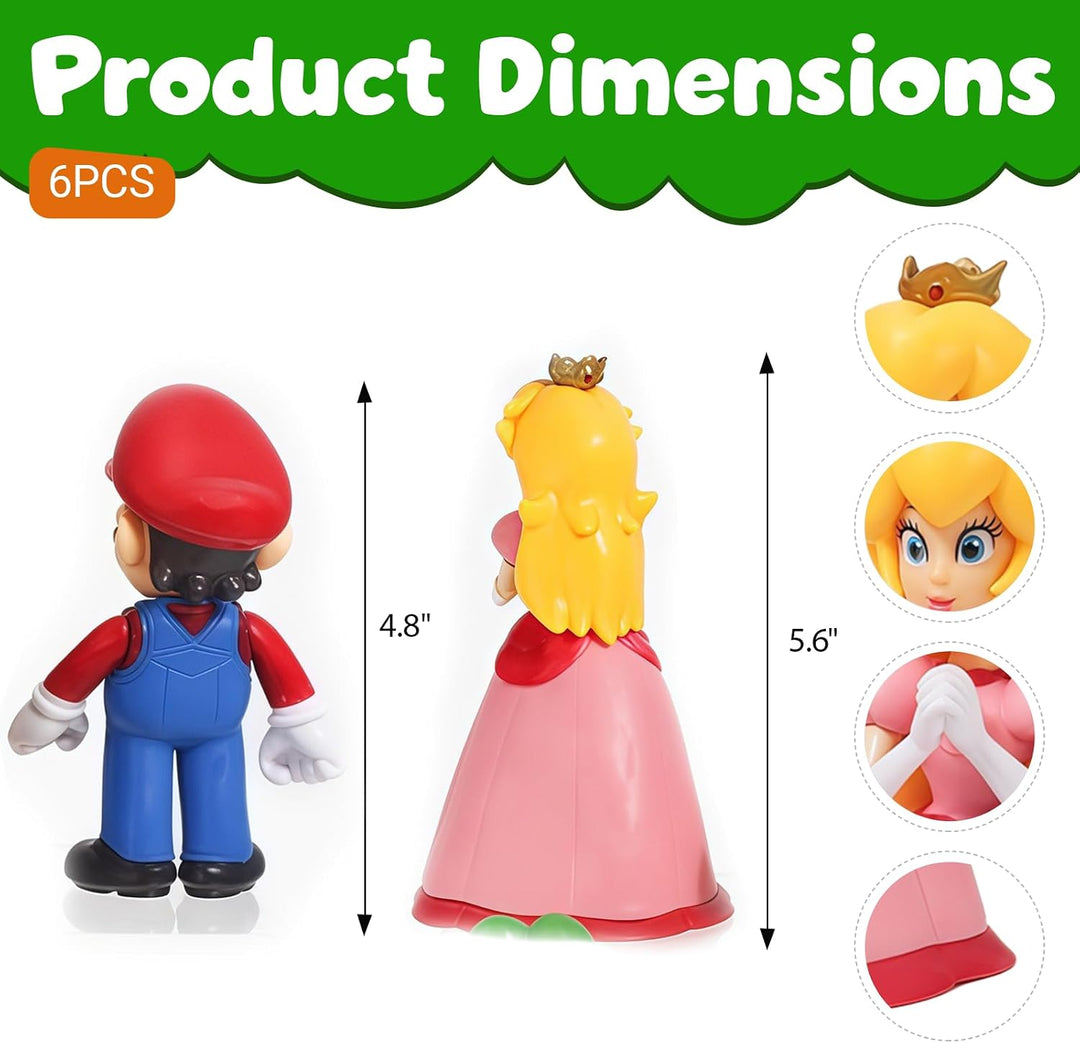 Mario - Juego de figuras de acción de 6 pulgadas, figuras de person...