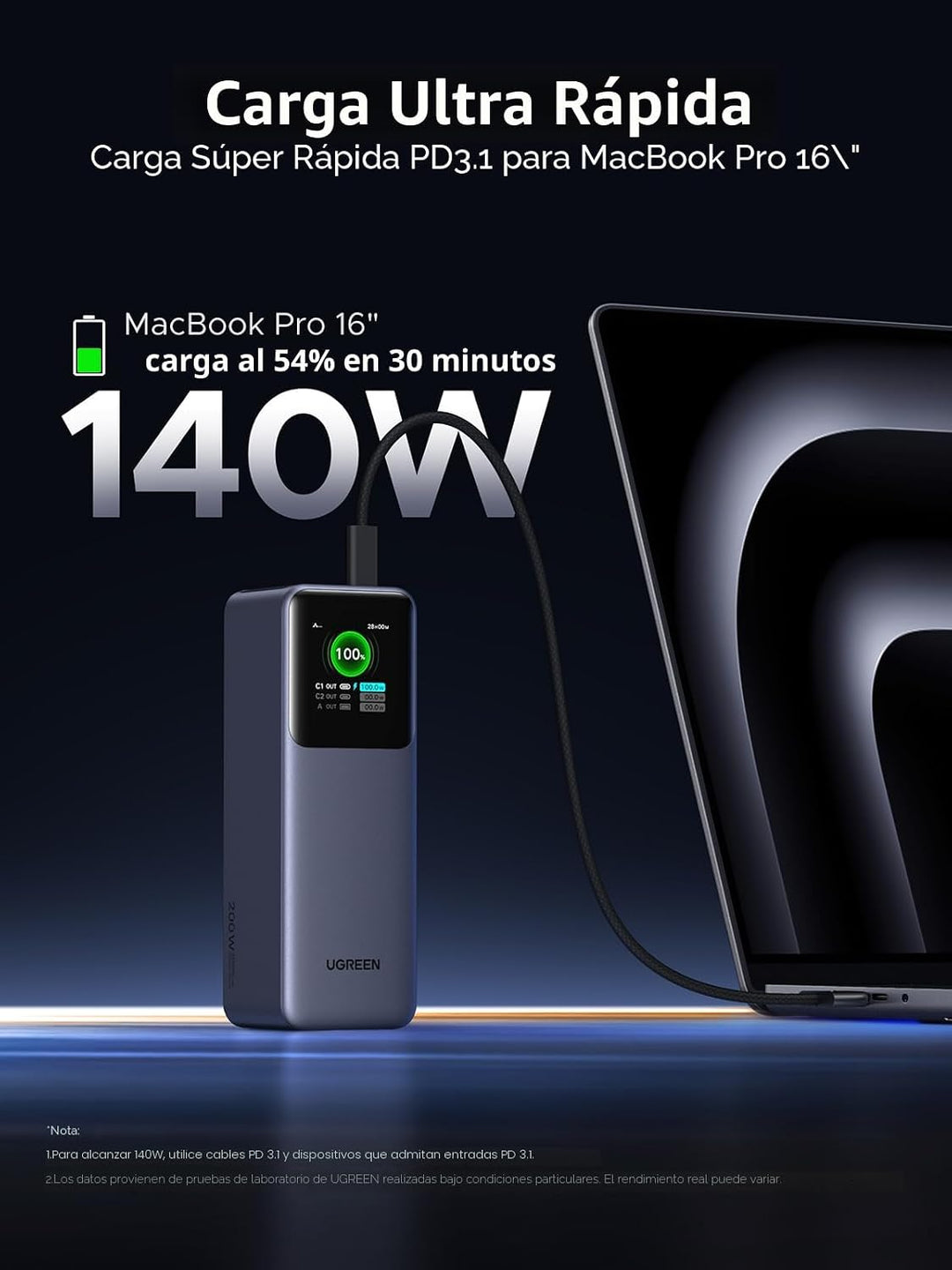 UGREEN Nexode Power Bank Bundle con Nexode 100W GaN USB C cargador...