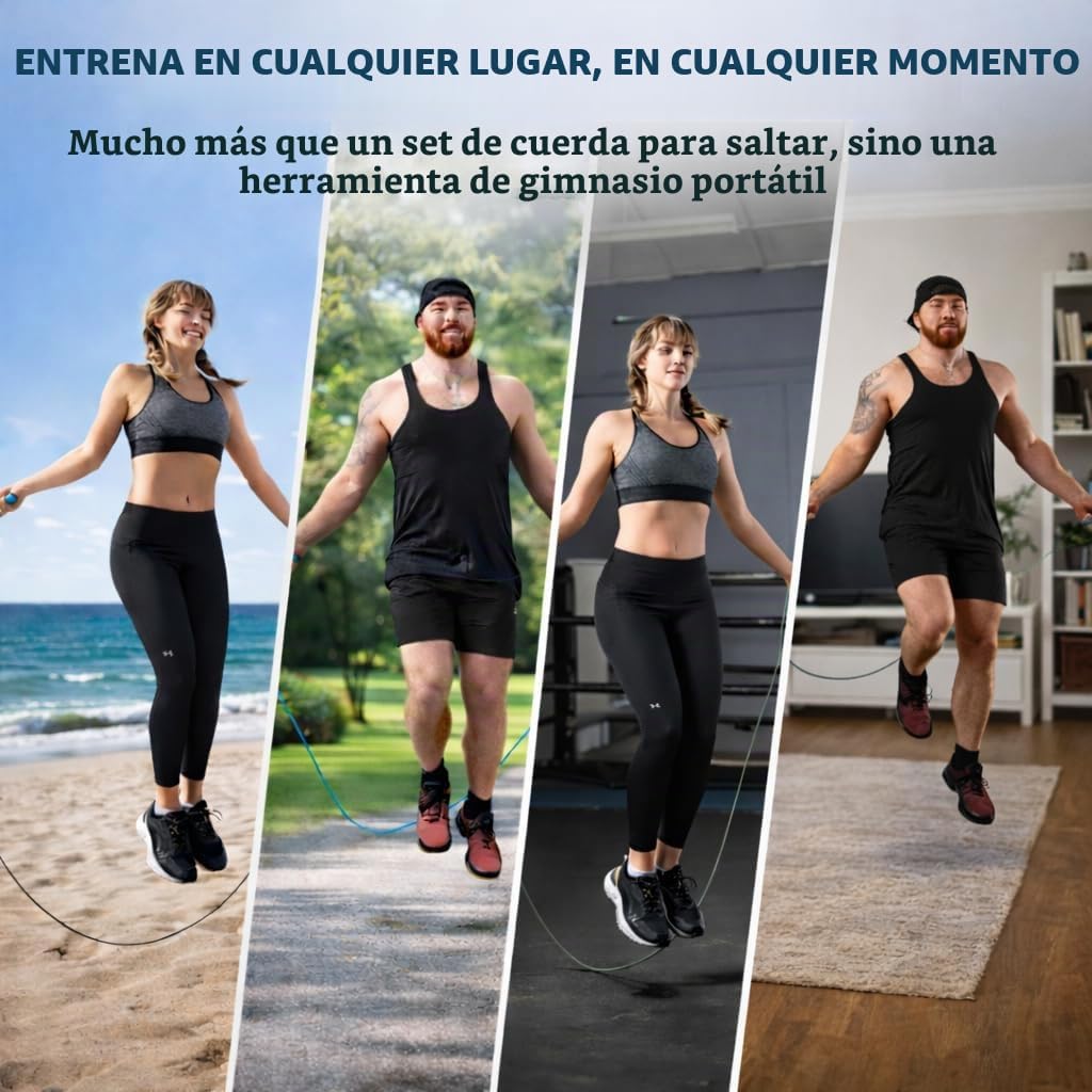 Hererope - Cuerda de saltar 3 en 1 para hombres y mujeres, 1/6 lb, 1/4 lb, 1/2 lb, juego de cuerda de saltar con pesos intercambiables con rodamiento de bolas de precisión, agarre de cuero