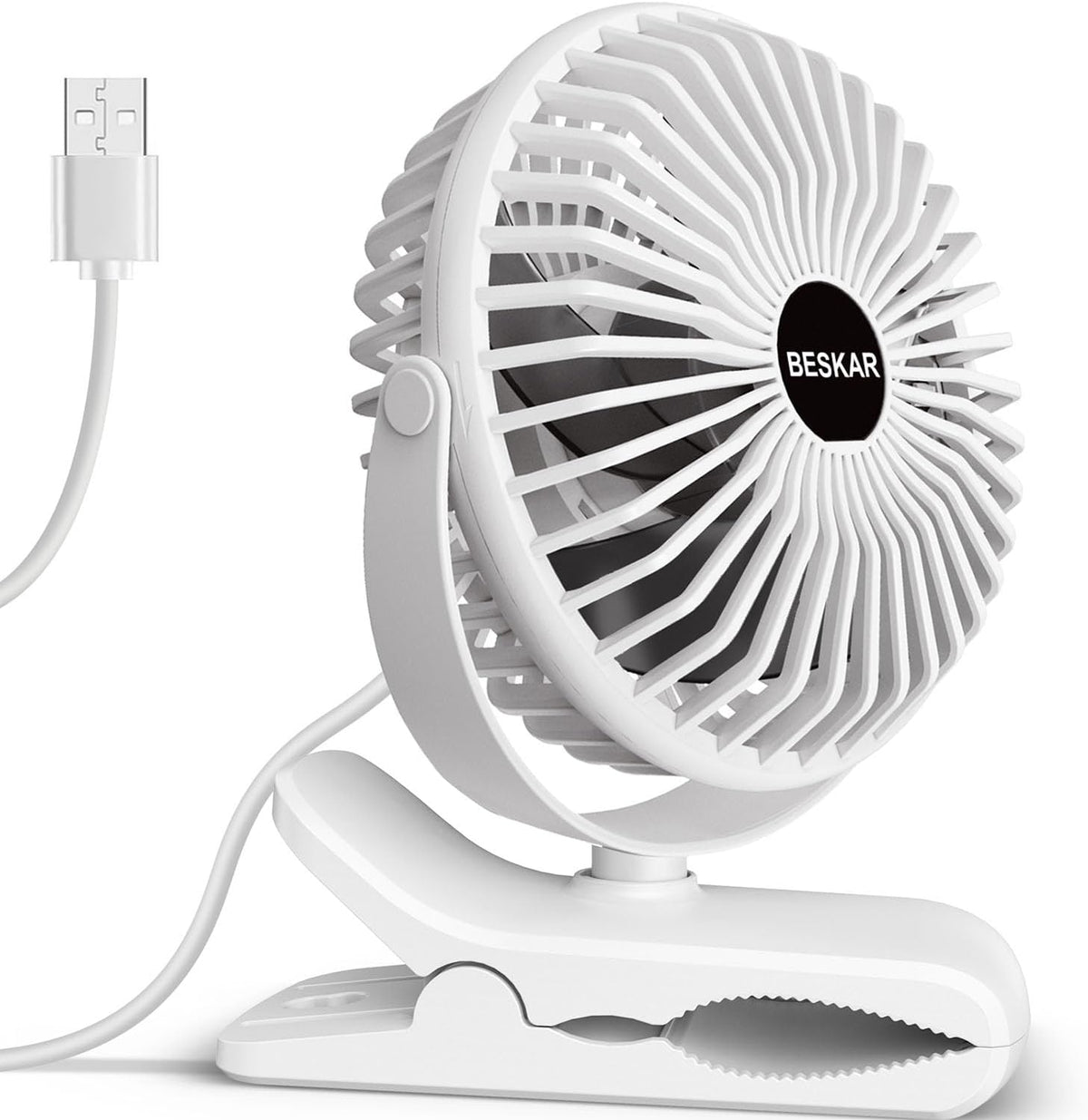 BESKAR Ventilador USB con clip, ventilador de escritorio pequeño po...
