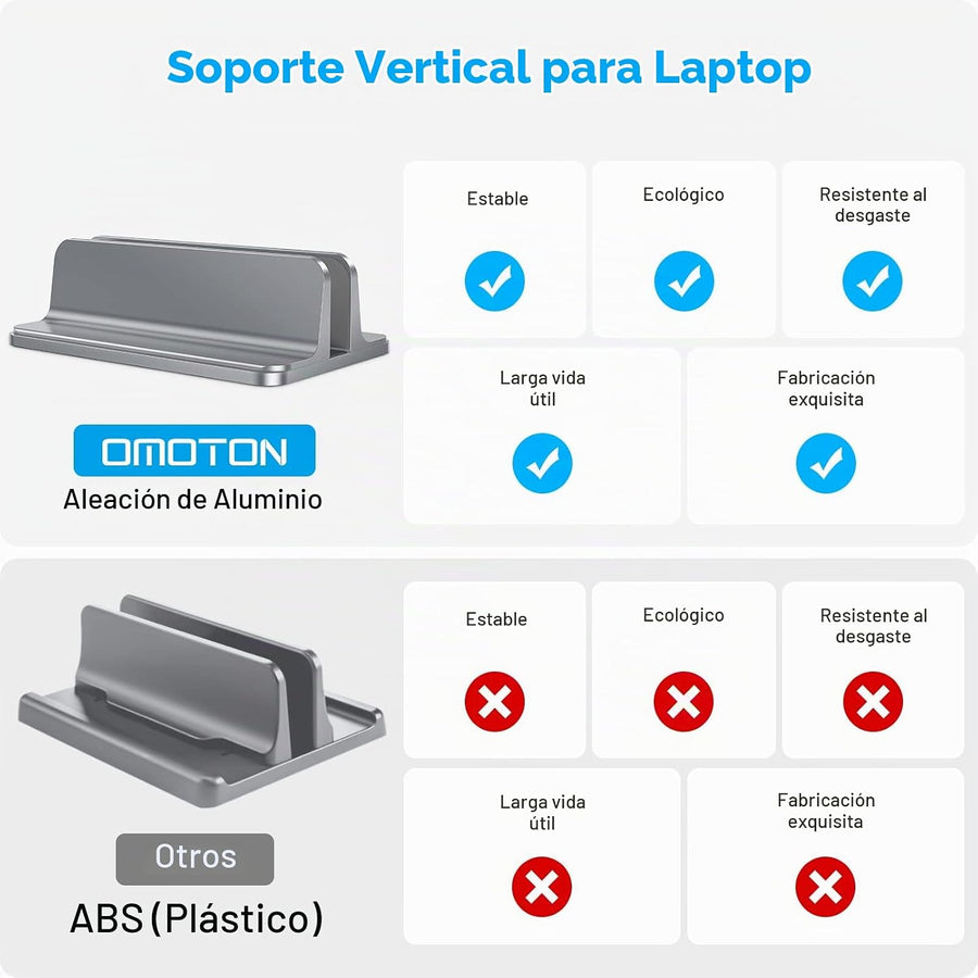 OMOTON Soporte vertical para laptop, soporte de aluminio de escrito...