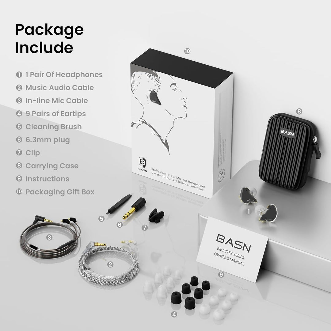BASN - Auriculares de monitor intrauditivo, auriculares IEM de trip...