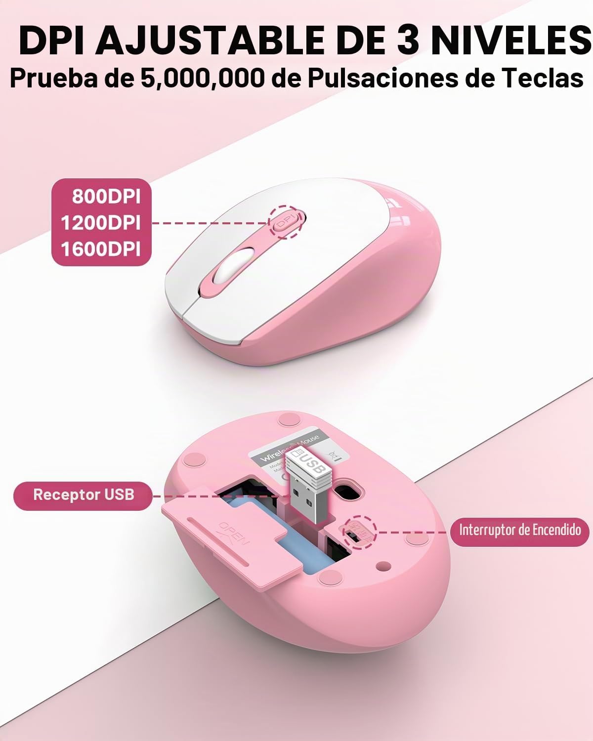 Colorido combo de teclado y mouse inalámbricos, teclas redondas, te...
